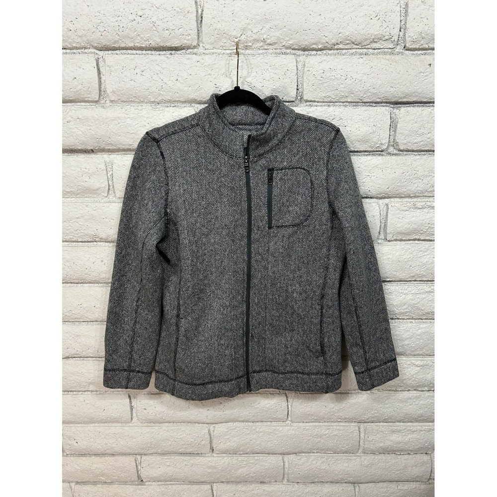 Marc New York Performance Womens Herringbone Fleece Lined Full Zip Jacket Grey M